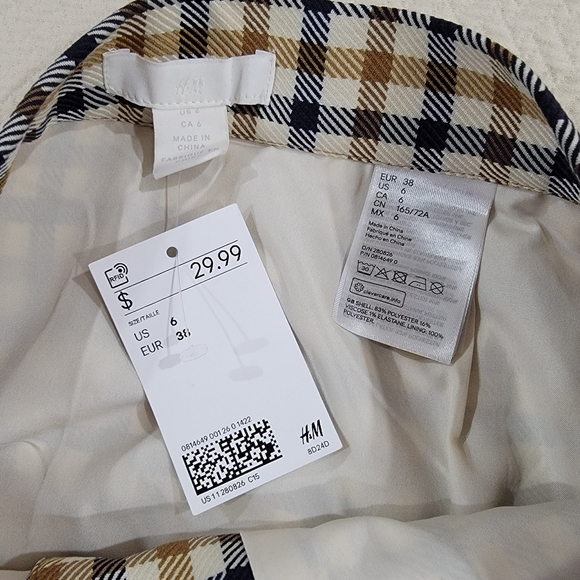 NEW H&M Plaid Button-Front Skirt Size 6 - Picture 7 of 13